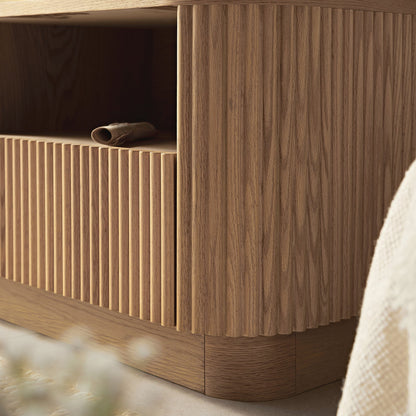 Maru 47" Wide Media Unit with Drawers, Oak