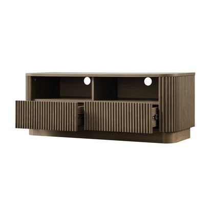 Maru 47" Wide Media Unit with Drawers, Silver Oak