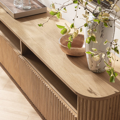 Maru 64" Wide Media Unit with Drawers, Oak