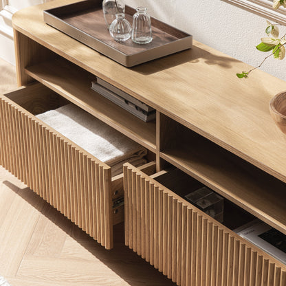 Maru 64" Wide Media Unit with Drawers, Oak