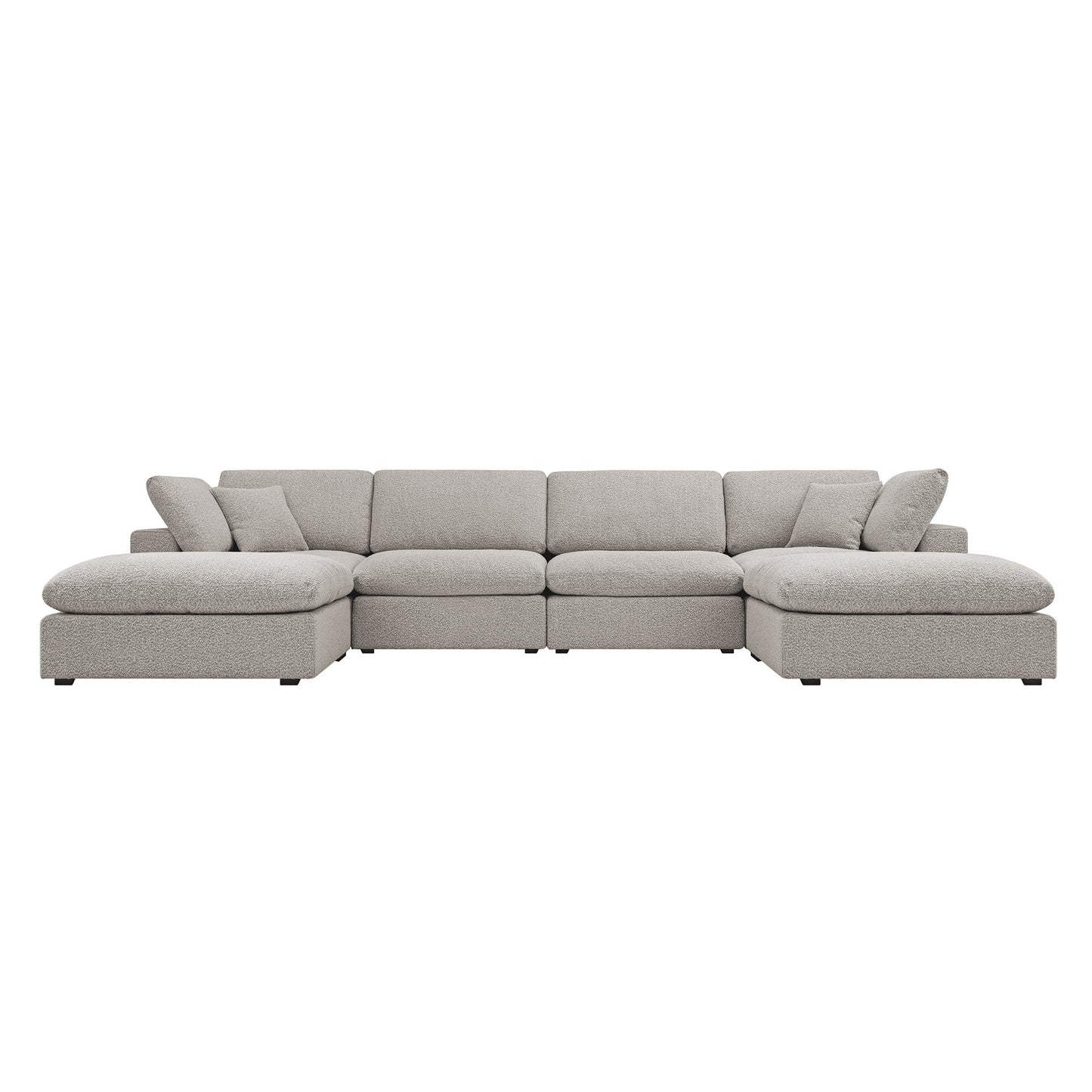Lutyens Taupe Boucle Sectional Sofa, 6-Piece U-Shape Set