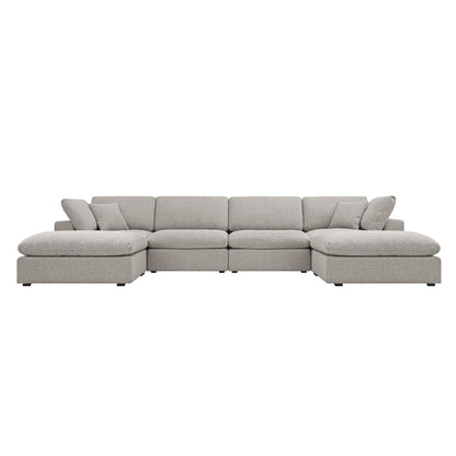 Lutyens Taupe Boucle Sectional Sofa, 6-Piece U-Shape Set